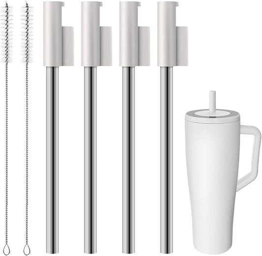Roliwils 4 Pack Replacement Straws for Brumate Era 40oz Tumbler, Straw Kit with Cleaning Brushes | Reusable Stainless Steel Straw Set | Compatible With Brumate 40oz Tumblers