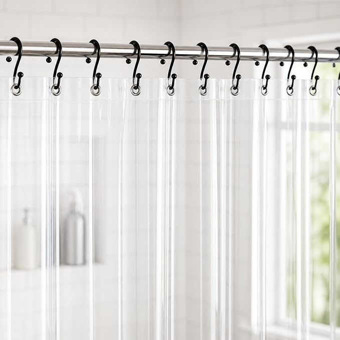 No Smell Shower Curtain Liner 72x72 Clear - PEVA Plastic Shower Curtain for Bathroom, PVC-Free Waterproof Clear Shower Liner with Metal Grommets and Magnet-Weighted Bottom Hem - Washable Inner Liner