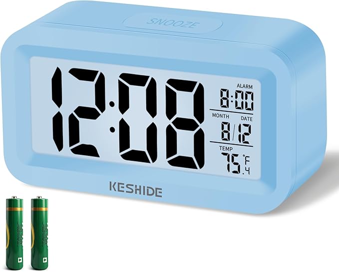 Travel Digital Alarm Clock,Battery Operated with Backlight, Indoor Temperature, Desk Small Clock,Snooze Model,12/24H Display for Bedrooms Heavy Sleepers Kids Travel Bathroom