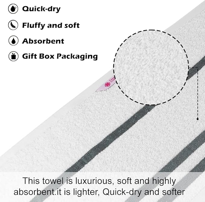 CASA COPENHAGEN Exotic 6 Pieces Towel Set- Snow White, 525 GSM 2 Bath Towel 2 Hand Towel 2 Washcloth, Designed in Denmark Made of Soft Egyptian Cotton for Bathroom, Kitchen & Shower