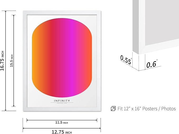 Monem Art Infinity Spectrum Gradient Print - Modern Geometric Abstract Poster - Wall Decor for Living Room, Bedroom or Office - 12x16 White Framed Wall Art by Rs Lab Studio