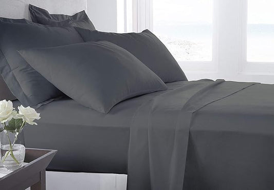 Organic Cotton Bed Sheets Set - 400TC King Size Ultra Grey - 4 Piece Bedding - 100% GOTS Certified, Soft Silky Shiny, Luxury Finish Bedsheets - Fits 18" Deep Pocket Mattress
