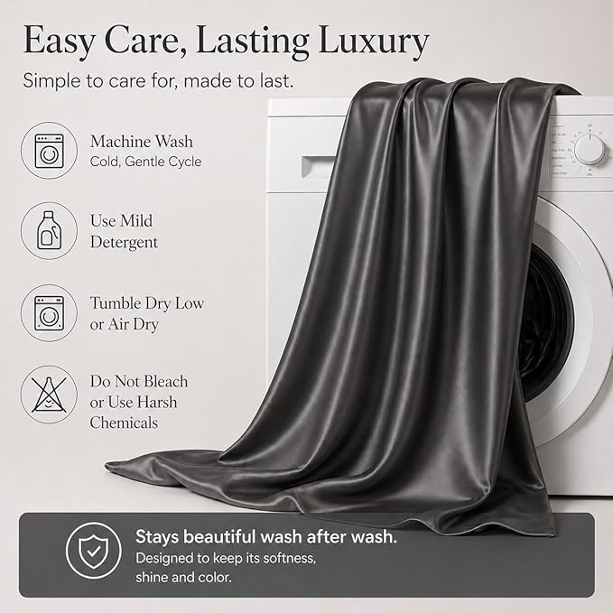 Premium Silk Pillowcase for Hair and Skin Made in USA, 100% 22 Momme Mulberry Silk King Size Pillow Cases with Zipper, Hypo Allergenic Pillow Case, 1pc 20"x36" (King, Slate Grey)