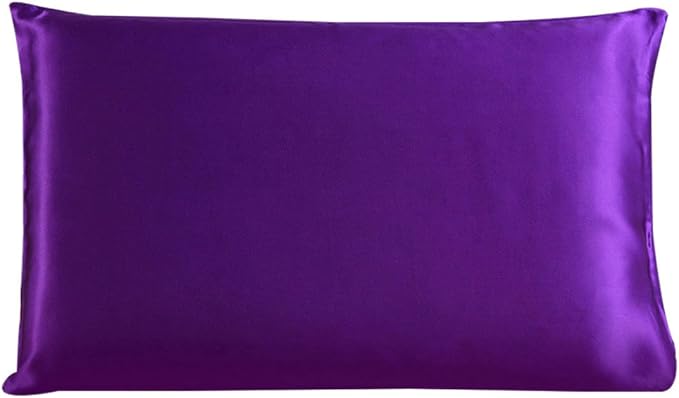 uxcell 1 Pack 100% Charmeuse Pure Silk Pillowcase for Hair and Skin, 350TC 19 Momme Soft Breathable Pillow Case with Hidden Zipper, Purple Silk Pillowcase Travel (14x20inch)