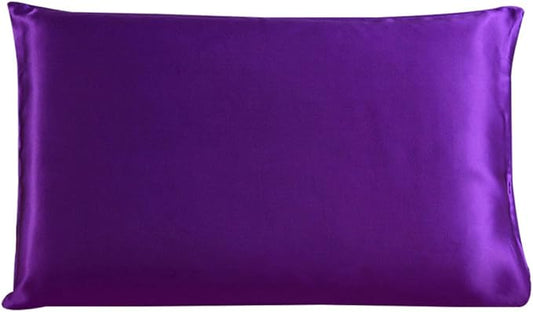 uxcell 1 Pack 100% Charmeuse Pure Silk Pillowcase for Hair and Skin, 350TC 19 Momme Soft Breathable Pillow Case with Hidden Zipper, Purple Silk Pillowcase Travel (14x20inch)