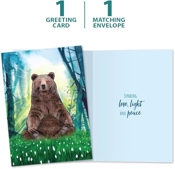 Tree-Free Greetings Just Because Greeting Card with Matching Envelope, Eco Friendly, Made in USA, 100% Recycled Paper, 5 x 7, Peaceful Bear (GO69179)
