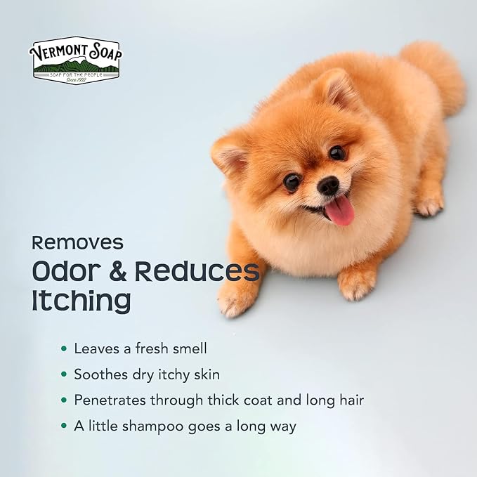 VERMONT SOAP Organics Pet Shampoo - Infused with Organic & Natural Olive Oil, Coconut & Aloe Vera Dog Shampoo for Sensitive Skin - USDA Certified Grooming, Lavender (64oz)