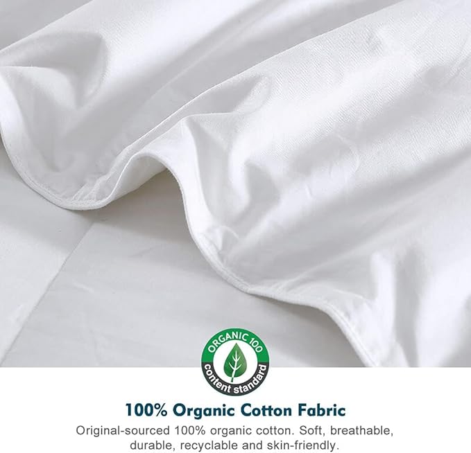 Feathers Down Comforter Oversized King - 100% Organic Cotton Quilted Medium Warm All Seasons Duvet Insert or Stand-Alone Comforter (120x98, Ivory White)