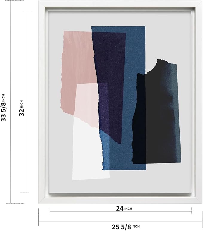 Monem Art Abstract Torn Paper Collage Print - Minimalist Modern Art Poster - Wall Decor for Living Room, Bedroom or Office - 24x32 White Framed CANVAS Wall Art by Mareike Bohmer