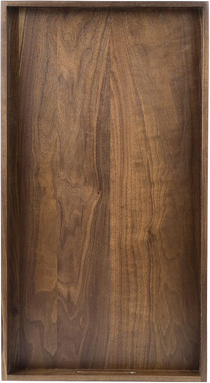28 x 15 inches Extra Large Wood Trays for Ottoman with Handles FSC Natural Handmade Black Walnut Serving Tray Vintage Decorative Platters for Oversized Ottoman Kitchen