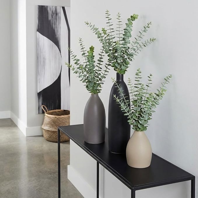 Ceramic Vase Set of 3, Neutral Wabi Sabi Japandi Decor, Modern Minimalist Decorative Vases for Shelf, Coffee Table, Living Room, Bathroom, Kitchen, Bookshelf, Mantel, Entryway Table