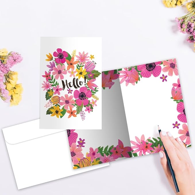 Tree-Free Greetings - All Occasion Cards - Artful Designs - 16 Assorted Cards + White Envelopes - Made in USA - 100% Recycled Paper - 4"x6" - Bursting with Vibrancy (FP54168)