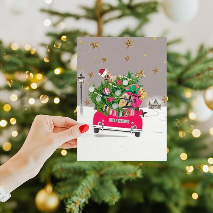 Tree-Free Greetings - Christmas Greeting Cards - Artful Designs - 1 Card + Matching Envelopes - Made in USA - 100% Recycled Paper - 5"x7" - Headed Home (GO64213)