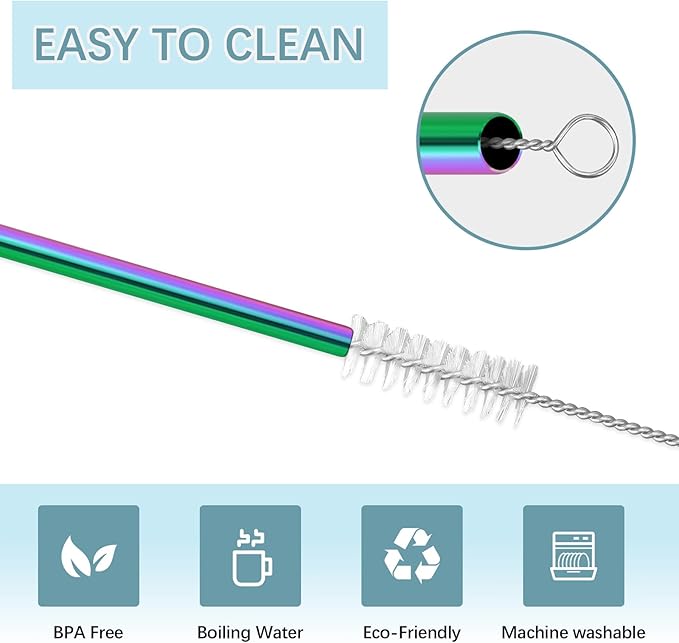 27 Pack metal straws reusable,12 Pcs Straight +12 Pcs Bent 3 Pcs Cleaning Brushes Included,stainless steel straws for 20oz and 30oz Tumblers Dishwasher Safe