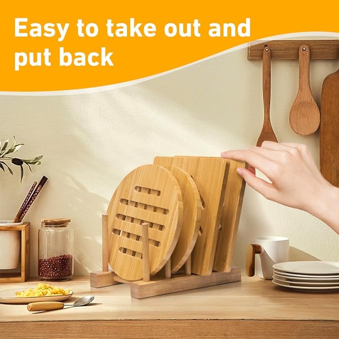 12 Pack Bamboo Trivet Kitchen Hot Pads Mat Set for Hot Dishes/Bowl/Teapot/Hot Pot Holders (Set of 12)