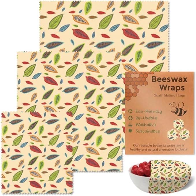 Trichromatic Leaf Beeswax Wrapping Paper 3 PCS Set for Plastic Food Basket Cooking Wax Paper for Wrapping Bread Swiches