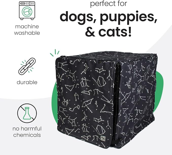 Molly Mutt Rocketman Dog Crate Cover, 100% Cotton Canvas Cover with 2 Roll-Up Panels, Ideal for Dog or Cat Crate, Durable, Washable, and Free of Harmful Chemicals, 42" x 28" x 31"