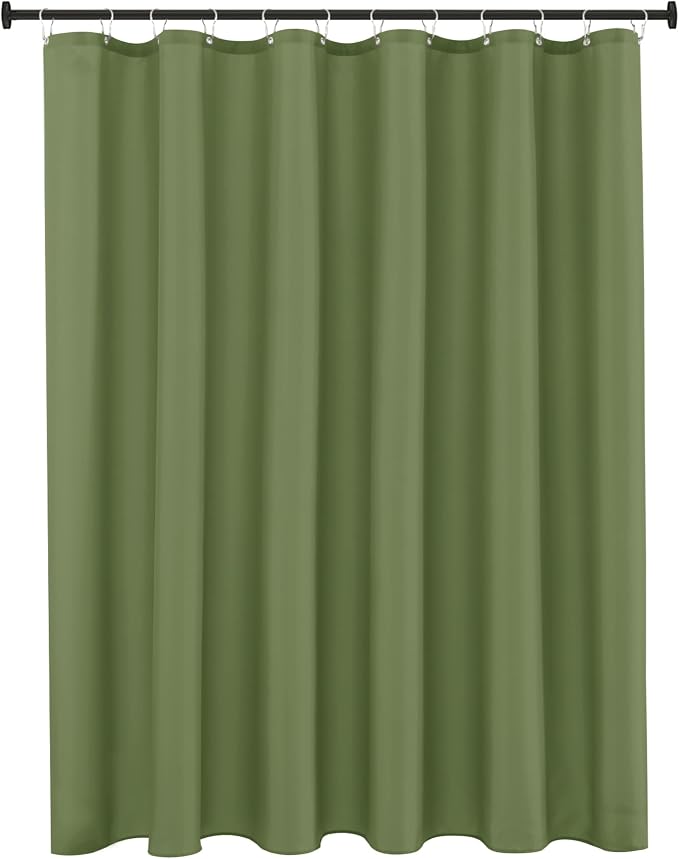 Biscaynebay Hotel Quality Extra Long Fabric Shower Liners 72" Width by 84" Length, Sage Water Resistant Bathroom Curtains Rust Resistant Grommets & Weighted Bottom Hem Machine Washable