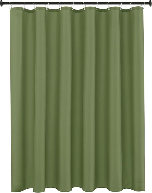 Biscaynebay Hotel Quality Extra Long Fabric Shower Liners 72" Width by 84" Length, Sage Water Resistant Bathroom Curtains Rust Resistant Grommets & Weighted Bottom Hem Machine Washable