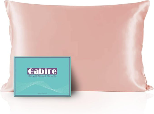 Gabire Mulberry Silk Pillowcase for Hair and Skin Prevent Acne Pillowcase Both Sides Real Silk Pillowcases Organic Silk Pillowcase with Hidden Zipper, Coral Pink, Standard (20"×26")