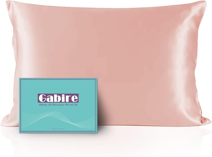 Gabire Mulberry Silk Pillow Case for Hair and Skin Prevent Acne Pillowcases Both Sides Real Silk Pillowcases Organic Silk Pillowcase with Hidden Zipper, Coral Pink, Queen (20"×30")