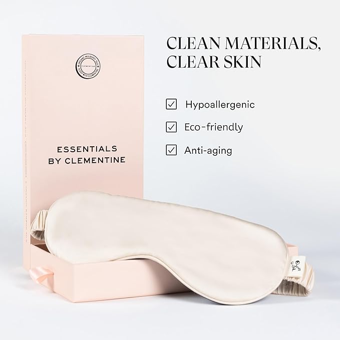 Clementine Mulberry Silk Sleep Mask | Full Blackout Contoured Eye Mask for Sleeping | Organic & Non-Toxic | Oversized Night Blindfold | Hypoallergenic & Frizz-Free Eye Cover for Deep Sleep