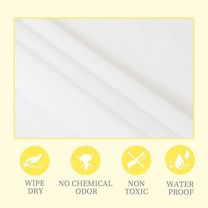 Waterproof Shower Curtain, Bathroom Shower Curtain Liner PEVA Non-Toxic Odorless Rust-Proof Metal Ring Frosted 5G 72x72 Inches