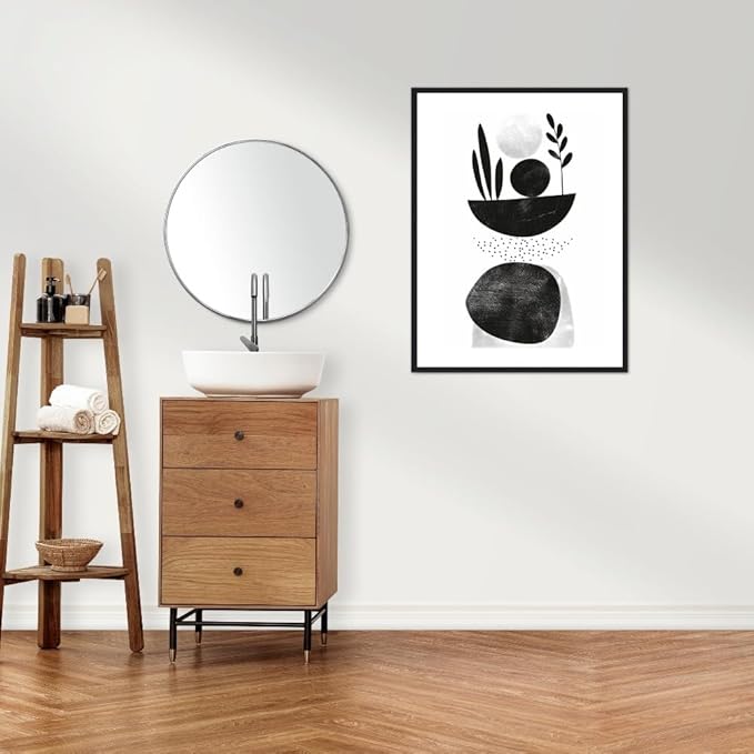 Moonow7 Boho Abstract Plant and Leaf Wall Art Poster, Minimalist Black and White Botanical Prints for Home Decor, Decorations for Living Room, Bedroom, Office, Unframed Size 60x90 cm / 24x36″