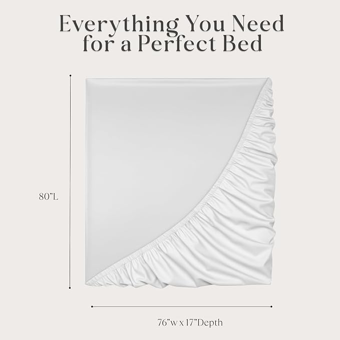 Delilah Home 100% Organic Cotton King Fitted Sheet, GOTS & Vegan.org Verified, Long Stem 300 TC Sateen Bedding, Non-Synthetic, Deep Pocket Fitted Linen, Lightweight, All-Season, 1 Piece Set - White