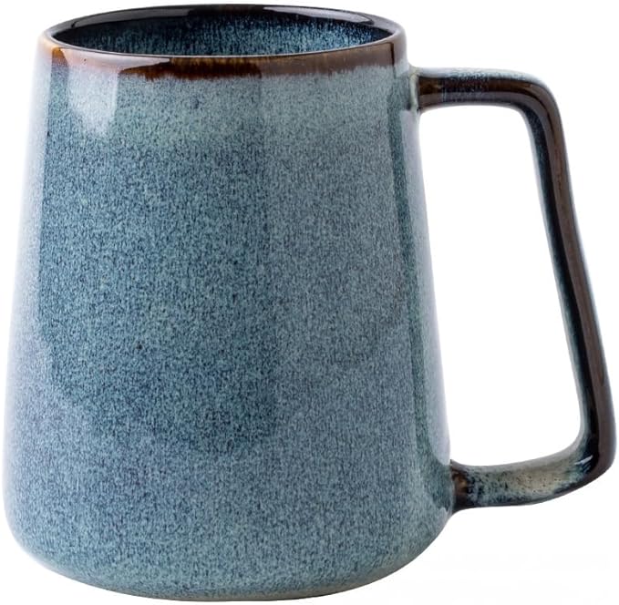 24 OZ, Large Ceramics Coffee Mugs with Handle, Extra Large Tea and Coffee Cup for Office and Home，Microwave and Dishwasher Safe,For Gift and Present(Blue)