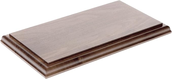 Plymor Solid Walnut Rectangular Wood Display Base with Ogee Edge, 9.75" W x 4.5" D x 0.75" H, Pack of 3
