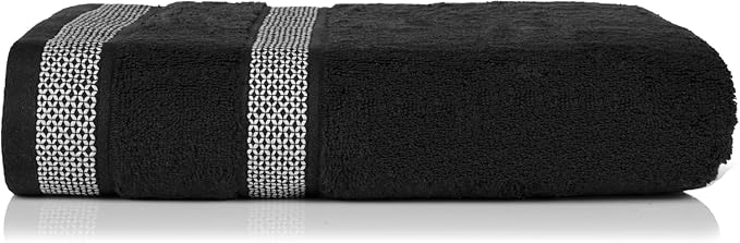CASA COPENHAGEN Solitaire 6Pcs 100% Egyptian Cotton Large Designer Towels Gift Set- Black - Purple, 2Bath 2Hand 2Washcloths, Bath Towels for Bathroom (Box Pack, Gift Set for Women & Men)