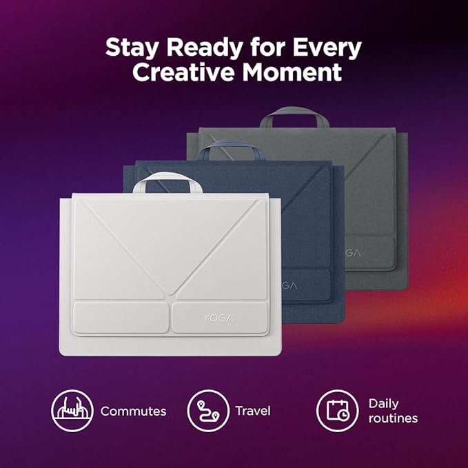 Lenovo Yoga Tote Sleeve Case for Laptops with 14-inch Display, Multi-Compartment Organizer with Convertible Stand, Lightweight Protective Polyester & Microfiber Sleeve, Cosmic Blue