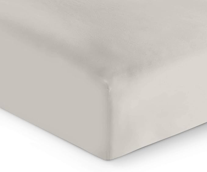 Whisper Organics, Twin Bed Sheet - 100% Organic Cotton Fitted Sheet - 300 Thread Count, Fitted Sheet Only - GOTS Certified - Deep Pocket, Silver Color (Twin Size)