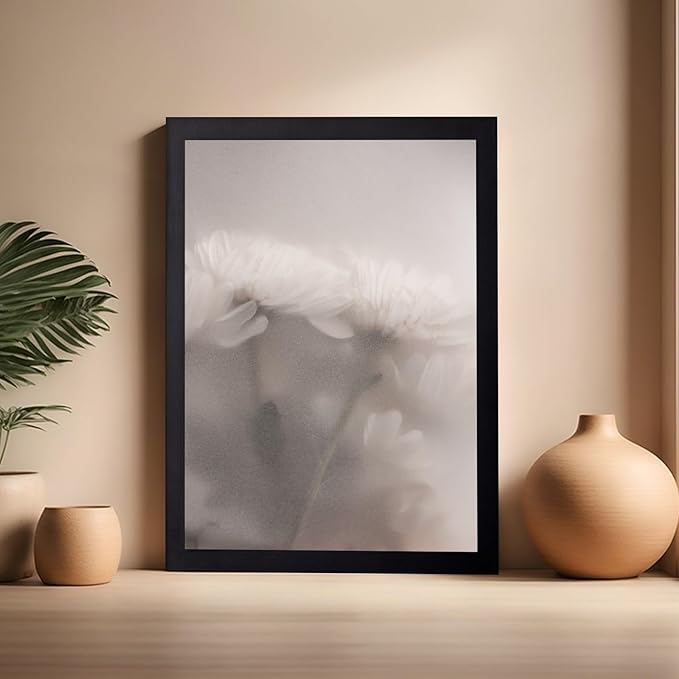 Monem Art Ethereal White Flower Print - Minimalist Botanical Photography Poster - Wall Decor for Living Room, Bedroom or Office - 16x20 Black Framed Wall Art by Mareike Bohmer