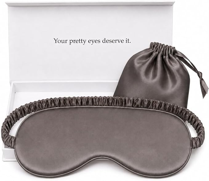 Silk Sleep Mask Light Blocking Luxury 100% Mulberry 19mm Silk Eye Mask Eye Cover Blindfold Ultra Soft Light & Comfy Anti Aging Skin Care with Travel Bag Gift Package