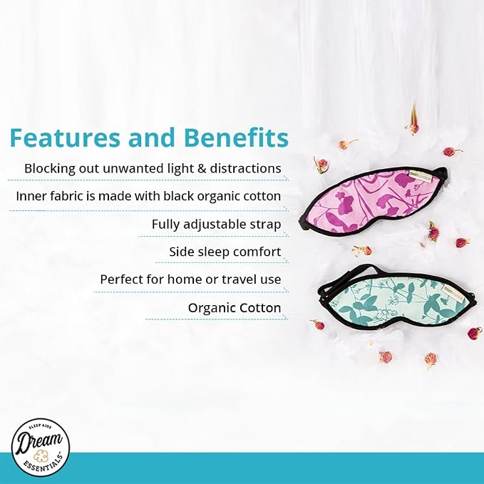 Dream Essentials® Natura Organic Cotton Sleep Mask (Morning Dew) Made in The USA
