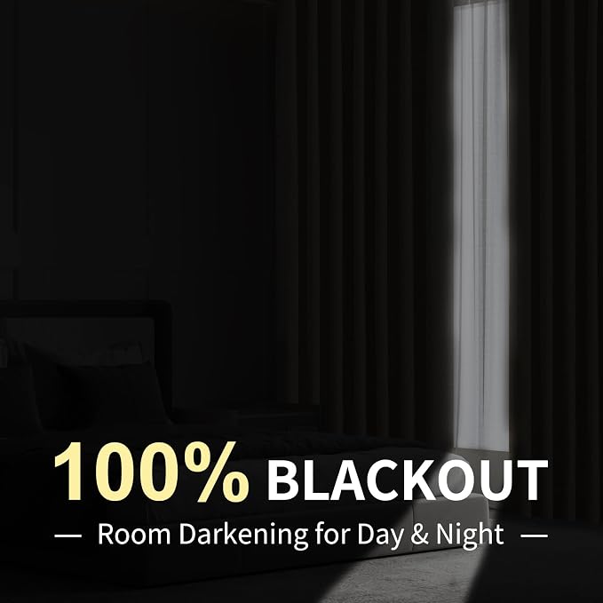 CUCRAF Linen 100% Blackout Curtains 108 Inch Length 2 Panels Set, Back Tab and Rod Pocket Curtain for Living Room Bedroom, Room Darkening Window Drapes Thermal Insulated, (37x108 inch, Navy Blue)