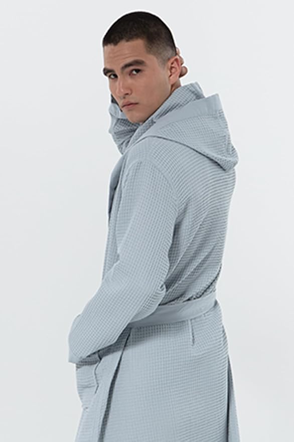 SEYANTE Turkish Cotton Waffle Robe for Men – Organic GOTS Certified Spa Bathrobe, Lightweight Kimono, Soft Cotton Bathrobe