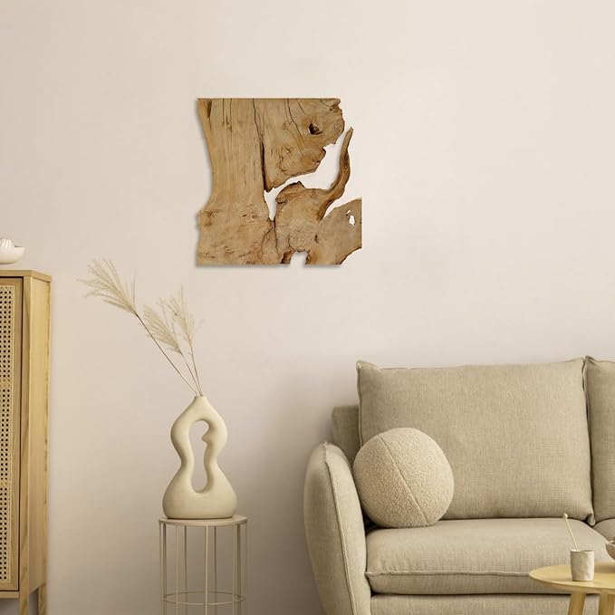 Natural Wood Wall Art - Handcrafted Rustic Decor, Frameless Design for Living Room, Bedroom, Kitchen, or Office - Unique Organic Charm for Your Home