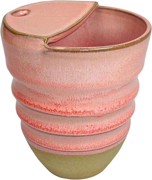 Handmade Ceramic Handcrafted Rough Earthenware Hand-held Corrugated Mug, Creative Household Coffee Water Cup,300ML, Unique Design, Safe for Microwave and Dishwasher (3#)