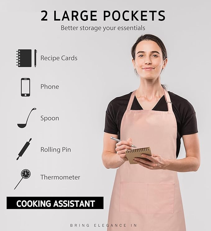 Syntus Apron for Men Women, Adjustable Cooking Kitchen Chef Aprons with 2 Pockets