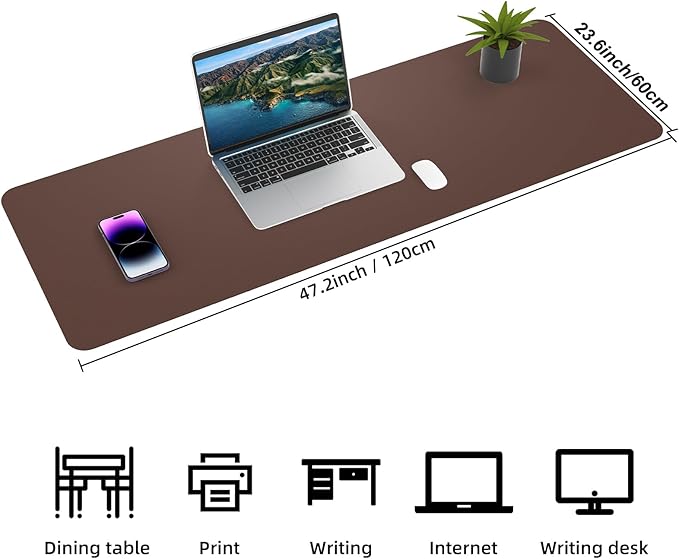 AFIING Cork Desk Mat 47" x 23.6", Dual-Sided Natural Cork & PU Leather Desk Pad, Non-Slip Waterproof Large Mouse Pad for Office, Home & Gaming (Coffee)