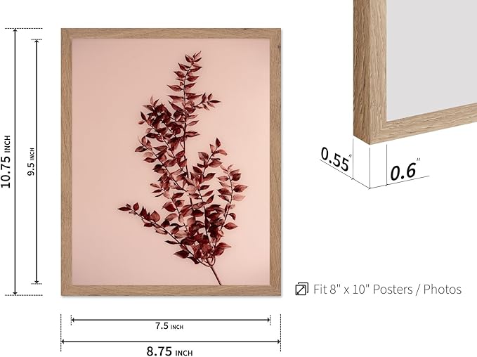 Monem Art Dried Red Botanical Branch Print - Minimalist Boho Nature Poster - Wall Decor for Living Room, Bedroom or Office - 8x10 Beige Framed Wall Art by Mareike Bohmer