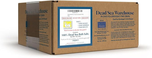 Dead Sea Warehouse – 100% Dead Sea Mineral Bath Salts – Great for Soothing Muscles Aches, Relaxation, Alleviate Skin Issues - Unscented - 18.5lbs (1 Box)