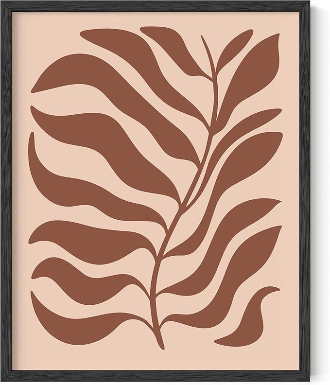 Y2K BOO Abstract Organic Leaf Silhouette UNFRAMED Wall Art Botanical Shapes Earth Tones Terracotta Mid Century Modern 8x10 Inch Heavyweight Paper Studio Decor