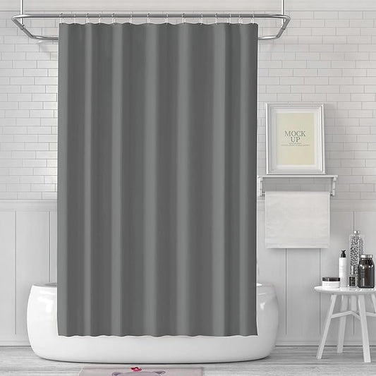 timecity Dark Grey Shower Curtain Liner PEVA Bath Curtain with 3 Magnets Thickened Water Proof Quick Drying Shower Curtain Set with 12 White Hooks Plastic Shower Liner for Bathroom Shower,71x71inch