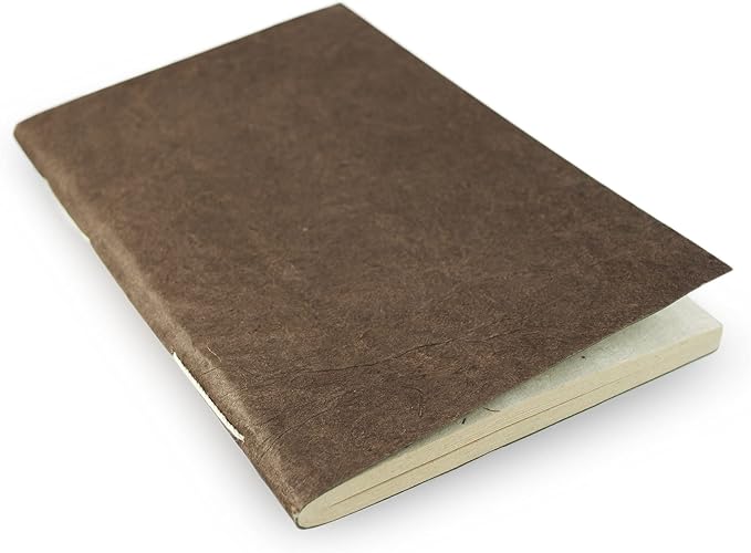 Nepali Companion Notebook with Handmade Paper and Vegetable-Dyed Cover, Vintage 5.5x8.5 inch Composition Notebook for Office, School, and Home, Handcrafted in Nepal (Medium, Dark Walnut)