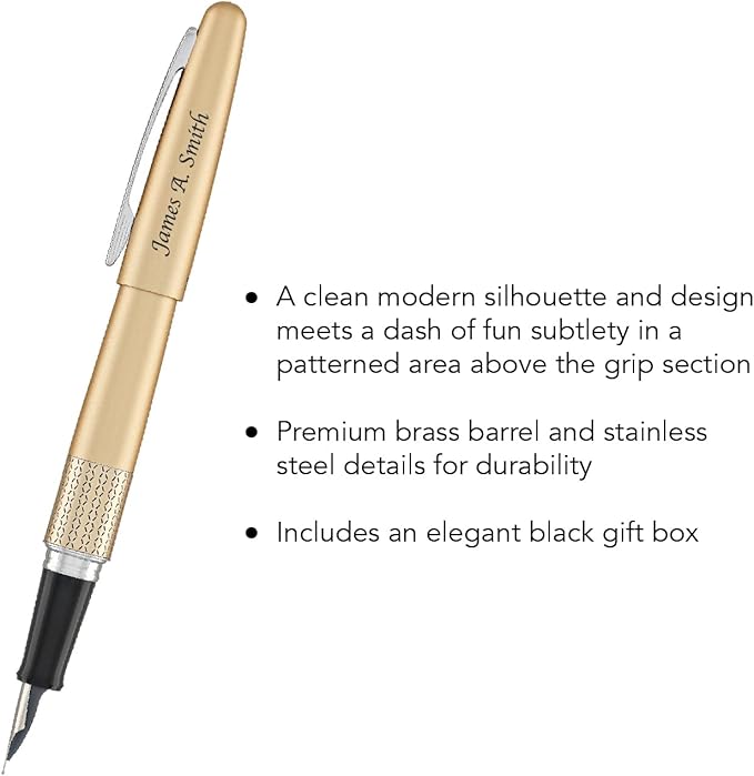 Goldspot Personalized Pilot Metropolitan Zig Zag Fountain Pen in Custom Engraved Pen in Gold