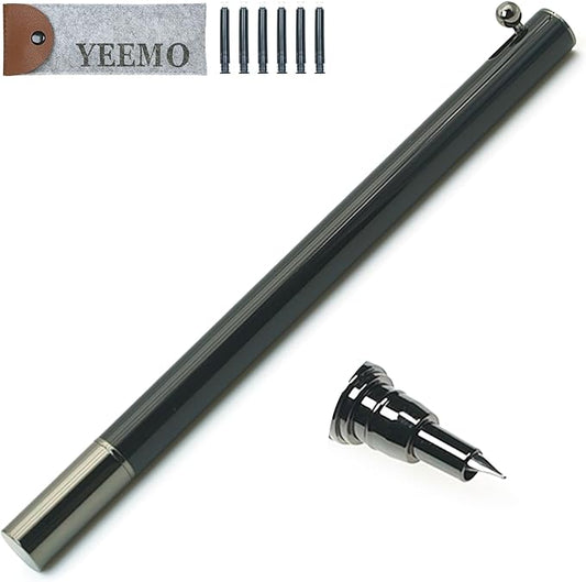 Retractable Fountain Pen – 0.38 mm Extra Fine Nib Fountain Pen, Smooth Fancy Pens with Converter, 6 Ink Cartridges & Gift Pouch for Writing (Glossy Black)